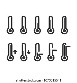 Set of thermometer icons flat outline simple vector