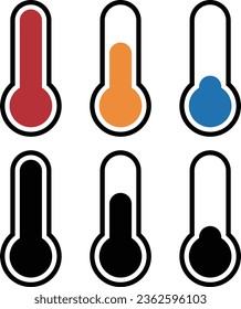 Set of thermometer icons representing three different temperatures