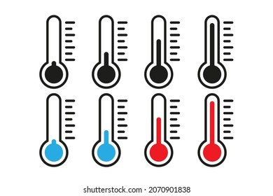 Conjunto de iconos del termómetro. Ilustración del vector