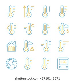 Conjunto de iconos de termómetro para la medición de Clima y temperatura
