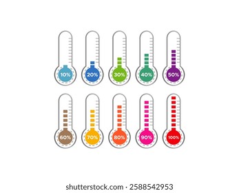  set of thermometers icon temperature measuring scale climate Thermometer vector 