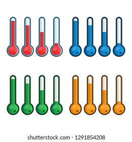 Set of thermometers icons. Vector illustration