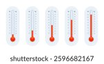 Set of thermometers with low and high temperature levels in Celsius and Fahrenheit. Meteorology, climate, weather, and measurement tool concept. Flat vector illustration isolated on white background