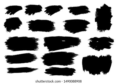 Set of thick brushstrokes. Irregular drawing strokes. Vector brush stroke background. Texture and grunge style. Stain illustration.
