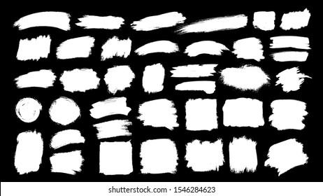 Set of thick brushstrokes. Irregular drawing strokes. Vector brush stroke background. Texture and grunge style. Stain illustration.