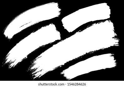 Set of thick brushstrokes. Irregular drawing strokes. Vector brush stroke background. Dynamic stroke. Texture and grunge style. Stain illustration.