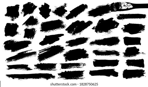 Set of thick brushstrokes. Irregular drawing strokes. Vector brush stroke background. Texture and grunge style. Stain illustration.