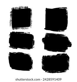 Set of thick brushstrokes. Irregular drawing strokes. Vector brush stroke background. Texture and grunge style. Stain illustration.