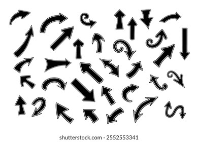 Un conjunto de flechas curvas gruesas