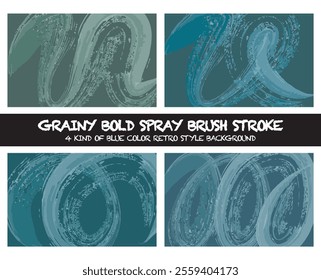 Set of thick Grainy blue bold brush stroke with spray texture. Grunge hand drawn distress damaged edge vintage template. Doodle brush strokes texture with small dots. Retro vector background.