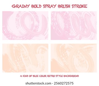 Set of thick Grainy colorful bold brush stroke with spray texture. Grunge hand drawn distress damaged edge vintage template. Doodle brush strokes texture with small dots. Retro vector background.