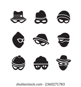 Set of thief, burglar, robber icon logo vector illustration template