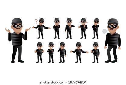 Set of thief with different emotion