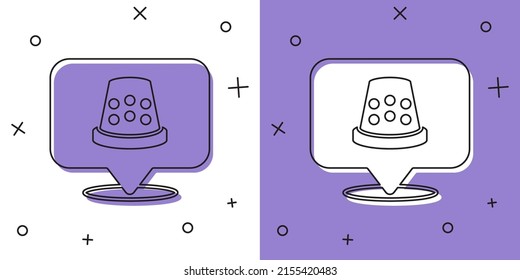 Set Thimble for sewing icon isolated on white and purple background.  Vector