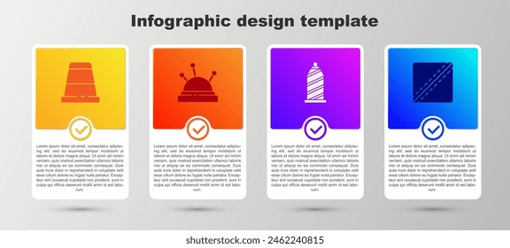 Set Fingerhut zum Nähen, Nadelbett und Nadeln, Nähfaden und Muster. In: Business Infographic Vorlage. Vektorgrafik