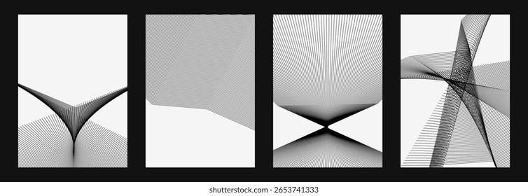Set of Thin Black Line Art on White Background Vector. Ideal design for social media, cover, banner, flyer.