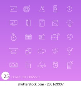 Set of thin flat business vector icons for your design. Creative solution. Can be used for different materials