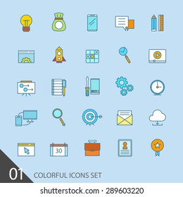 Set of thin flat business vector icons for your design. Creative solution. Can be used for different materials