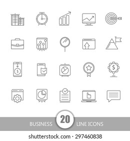 Set of thin flat business vector icons for your design. Creative solution. Can be used for different materials