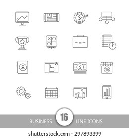 Set of thin flat business vector icons for your design. Creative solution. Can be used for different materials