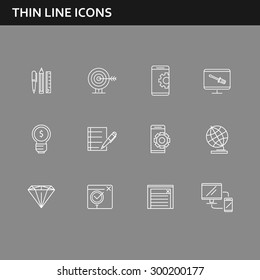 Set of thin flat business vector icons for your design. Creative solution. Can be used for different materials