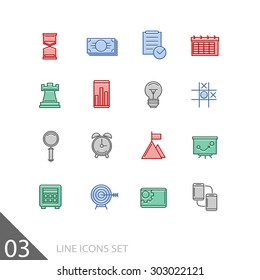 Set of thin flat business vector icons for your design. Creative solution. Can be used for different materials