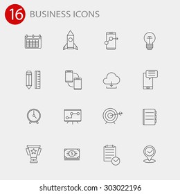 Set of thin flat business vector icons for your design. Creative solution. Can be used for different materials