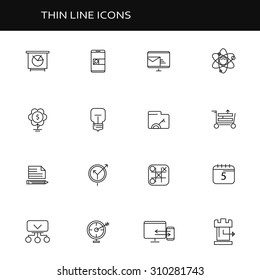 Set of thin flat business vector icons for your design. Creative solution. Can be used for different materials