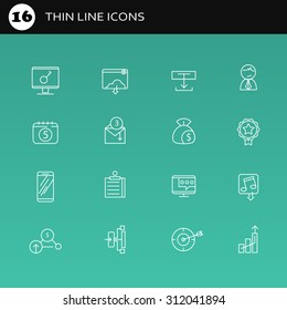 Set of thin flat business vector icons for your design. Creative solution. Can be used for different materials