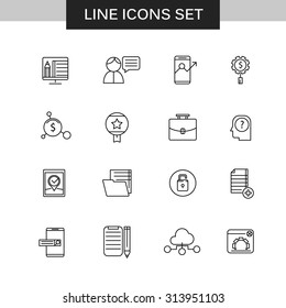 Set of thin flat business vector icons for your design. Creative solution. Can be used for different materials