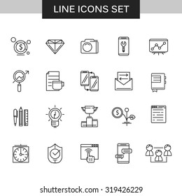 Set of thin flat business vector icons for your design. Creative solution. Can be used for different materials