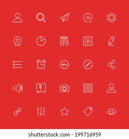 Set of thin icons. Style lines. Vector collection for the user interface, web sites, mobile applications, Internet media.