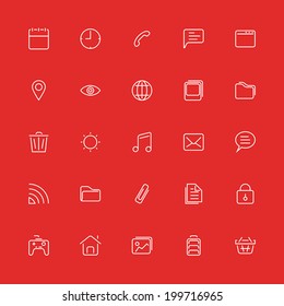 Set of thin icons. Style lines. Vector collection for the user interface, web sites, mobile applications, Internet media.