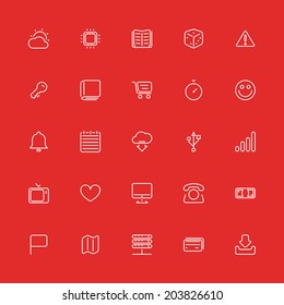 Set of thin icons. Style lines. Vector collection for the user interface, web sites, mobile applications, Internet media.
