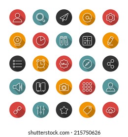 Set of thin icons. Style lines. Vector collection for the user interface, web sites, mobile applications, Internet media.