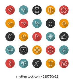 Set of thin icons. Style lines. Vector collection for the user interface, web sites, mobile applications, Internet media.
