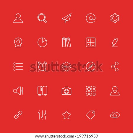 Set of thin icons. Style lines. Vector collection for the user interface, web sites, mobile applications, Internet media.