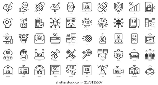 Set of thin line 5g Icons. Vector illustration