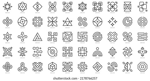Conjunto de formas abstractas de línea delgada Iconos. Ilustración del vector