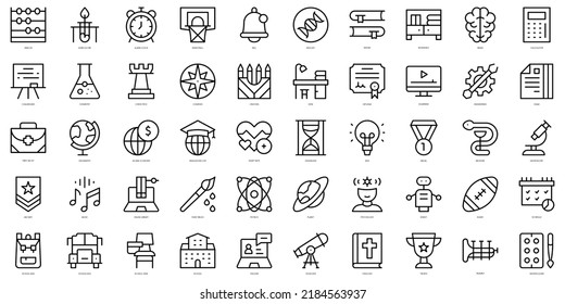 Set of thin line academy Icons. Vector illustration