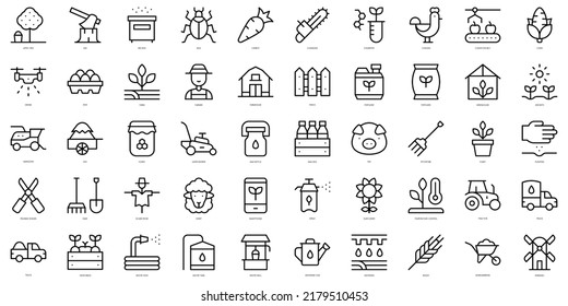 Set of thin line agriculture Icons. Vector illustration