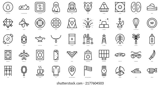 Set of thin line arab emirates Icons. Vector illustration