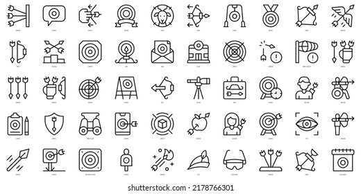 Set of thin line archery Icons. Vector illustration