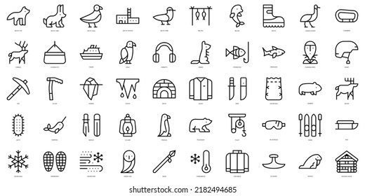 Set of thin line arctic Icons. Vector illustration
