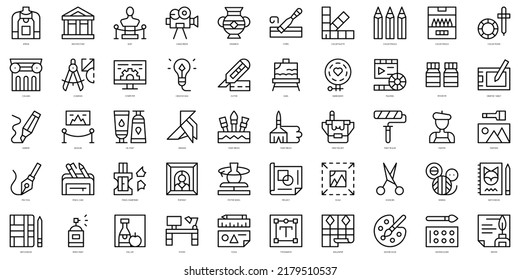 Set of thin line art and design Icons. Vector illustration