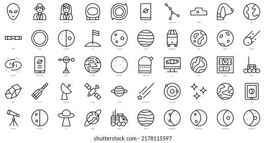 Set of thin line astronomy Icons. Vector illustration
