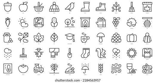 Set of thin line autumn Icons. Vector illustration