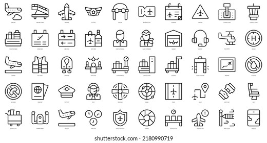 Set of thin line aviation Icons. Vector illustration