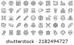 Set of thin line aztec Icons. Vector illustration