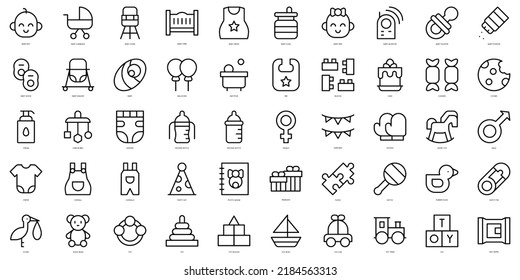 Set of thin line baby shower Icons. Vector illustration